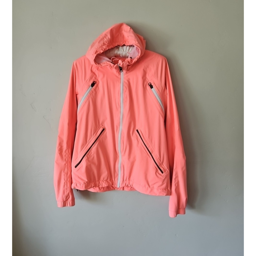 Lululemon Run Rise & Shine Jacket Bleached Coral Waterproof, Hooded, Zip Sz L